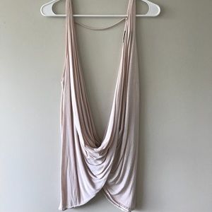 Blush flowy plunging neckline top